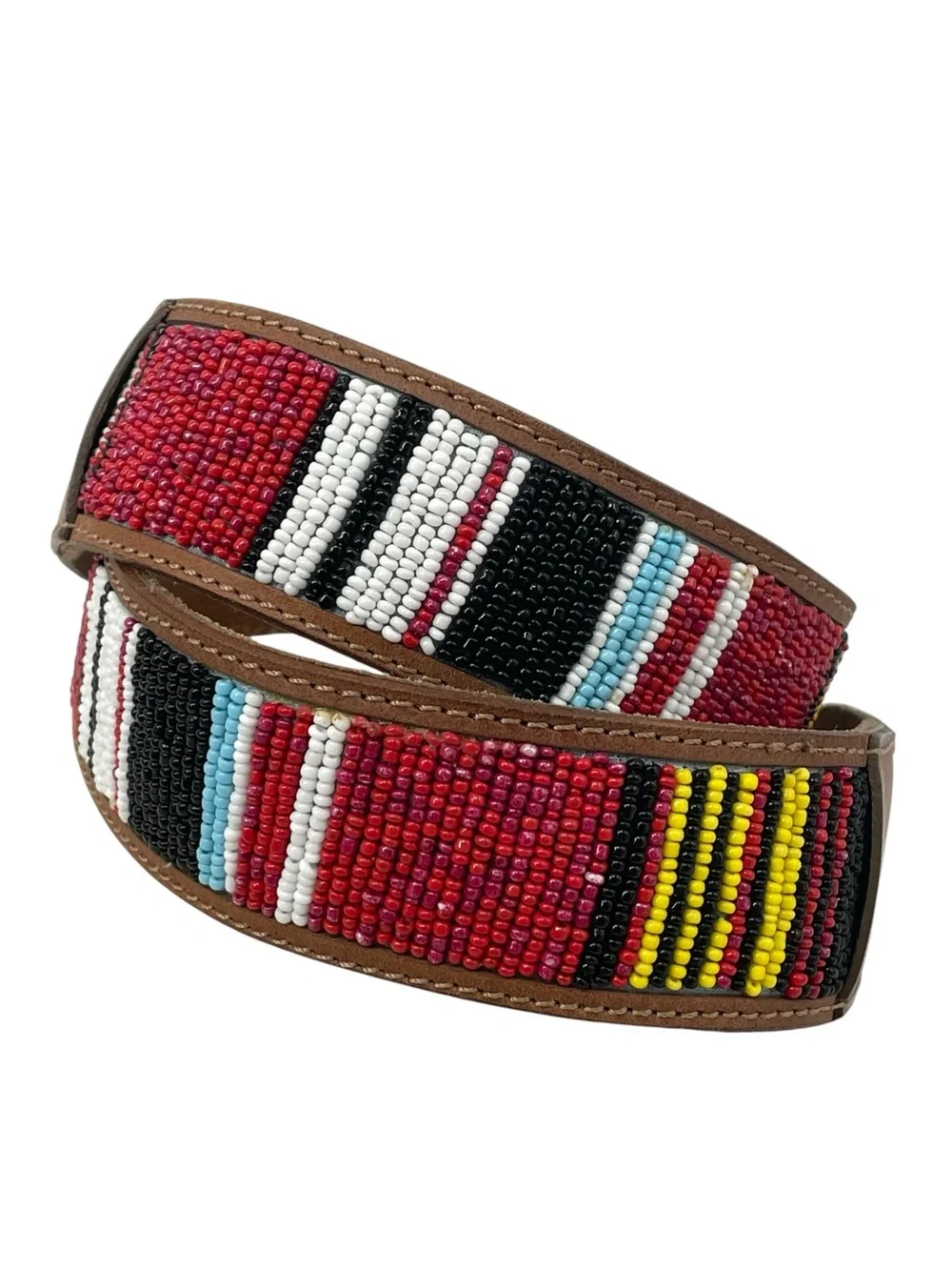 Robert Graham Beaded Leather Boho Western Chic Rodeo Colorful Tribal Belt - 36
